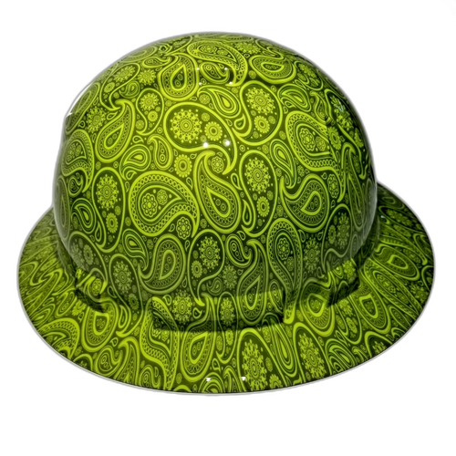 Green Apple Brad Paisleys Custom Hydro Dipped Full Brim Hard Hat - Left Side View