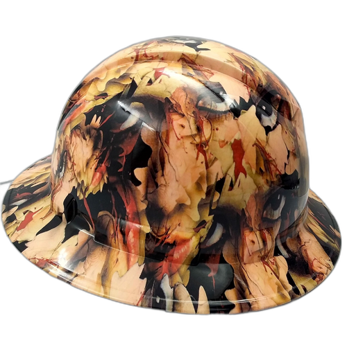 Human Reign Camo Crazy Custom Hydro Dipped Full Brim Hard Hat - Left Side View