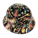 American Eagle Collage Watercolor Custom Hydro Dipped Full Brim Hard Hat - Left Side View