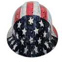 American Metal USA Flag American Custom Hydro Dipped Full Brim Hard Hat - Left Side View
