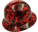 Red Melting Skull Wicked Custom Hydro Dipped Full Brim Hard Hat - Left Side View