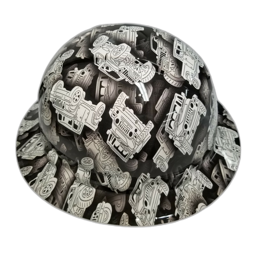 Off Road Truck Camo Custom Hydro Dipped Full Brim Hard Hat - Left Side View
