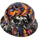 American Flaming Skulls Till Death Custom Hydro Dipped Full Brim Hard Hat - Left Side View