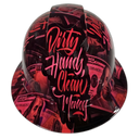Hot Pink Dirty Hands Clean Money Women Custom Hydro Dipped Full Brim Hard Hat - Left Side View