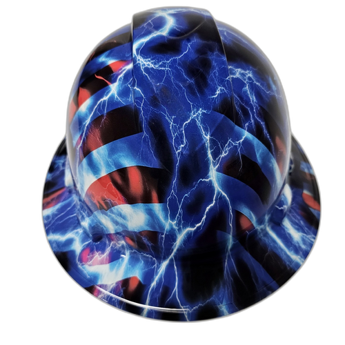 American Thunder USA Lightning Custom Hydro Dipped Full Brim Hard Hat - Left Side View