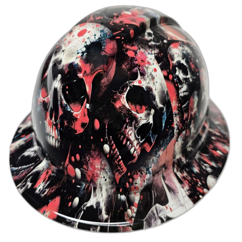 Boody Skull Abstract Skulls Skull Camo Custom Hydro Dipped Full Brim Hard Hat - Left Side View