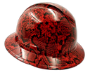 Red Snakeskin extreme snake Custom Hydro Dipped Full Brim Hard Hat - Left Side View