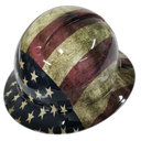 Old Glory USA Flag Grunge American Fla Custom Hydro Dipped Full Brim Hard Hat - Left Side View