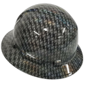 Black metal holographic hex weave Custom Hydro Dipped Full Brim Hard Hat - Left Side View