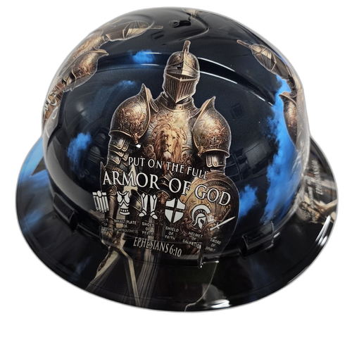 The Full Armor Of God Religious Custom Hydro Dipped Full Brim Hard Hat - Left Side View