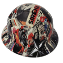 Sirena Pop Art Big Cock Collage Custom Hydro Dipped Full Brim Hard Hat - Left Side View