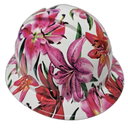 Stargazer Lillies Flowers Custom Hydro Dipped Full Brim Hard Hat - Left Side View