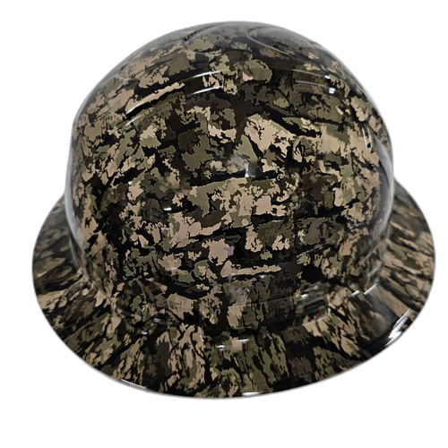Bottomland True Bark Camo Custom Hydro Dipped Full Brim Hard Hat - Left Side View