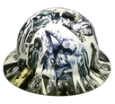 Viva Mi Raza Chicano Tattoos Custom Hydro Dipped Full Brim Hard Hat - Left Side View
