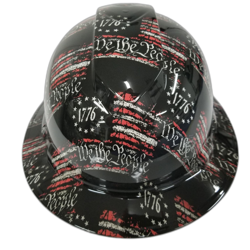 1776 We The People USA America Custom Hydro Dipped Full Brim Hard Hat - Left Side View