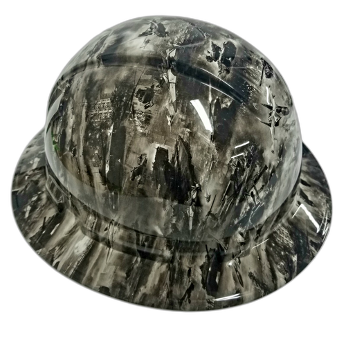 War Machine Camo Tanks Planes Ships Custom Hydro Dipped Full Brim Hard Hat - Left Side View
