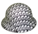 White Acid Trip Geometric Camo Custom Hydro Dipped Full Brim Hard Hat - Left Side View