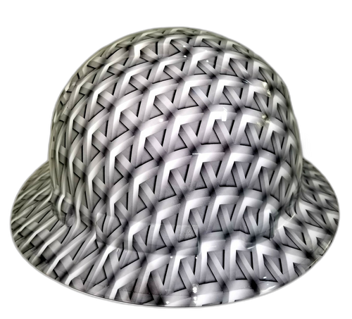 White Acid Trip Geometric Camo Custom Hydro Dipped Full Brim Hard Hat - Left Side View