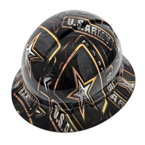 U.S. Army Badges Armed Services Custom Hydro Dipped Full Brim Hard Hat - Left Side View