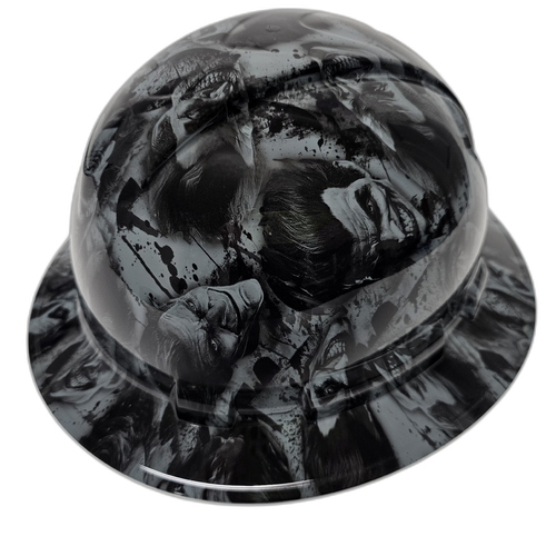 Slate Gray Sinister Custom Hydro Dipped Full Brim Hard Hat - Left Side View