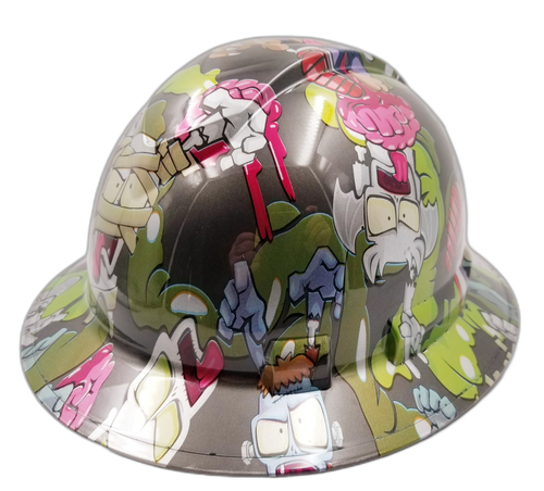 Comic Book Zombie Squad Custom Hydro Dipped Full Brim Hard Hat - Left Side View