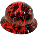 Candy Radioactive Red Ace Of Skulls Custom Hydro Dipped Full Brim Hard Hat - Left Side View