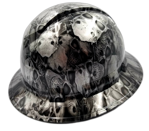 Demonic Skulls Art Custom Hydro Dipped Full Brim Hard Hat - Right Side View