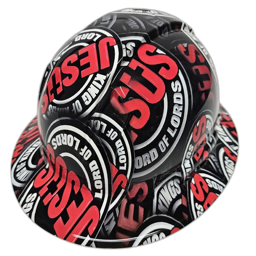 Jesus King Of Kings Lord Of Lords Custom Hydro Dipped Full Brim Hard Hat - Right Side View