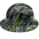 Green Carbon Urban Camo Black Custom Hydro Dipped Full Brim Hard Hat - Right Side View