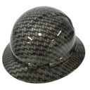 Black metal holographic hex weave Custom Hydro Dipped Full Brim Hard Hat - Right Side View