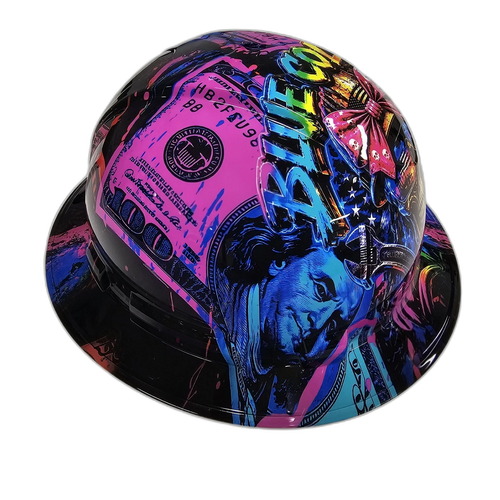 Blue Collar Momma custom hydro dipped hard hat - right side