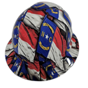 North Carolina State Flag Custom Hydro Dipped Full Brim Hard Hat - Right Side View