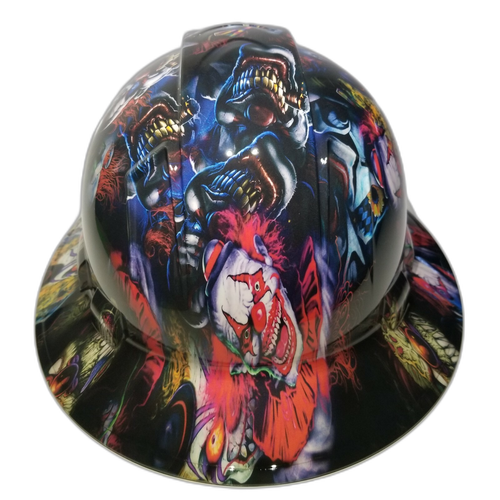Big Bad Boss Man Clowns Custom Hydro Dipped Full Brim Hard Hat - Right Side View