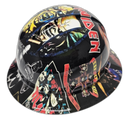 Heavy Metal Sticker Bomb Custom Hydro Dipped Full Brim Hard Hat - Right Side View