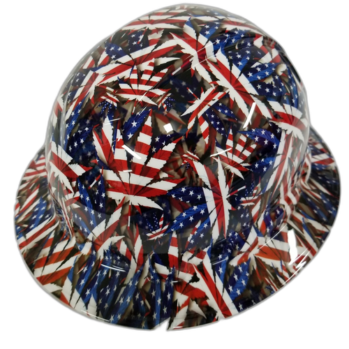 American Stoner Weed 420 Camo Custom Hydro Dipped Full Brim Hard Hat - Right Side View