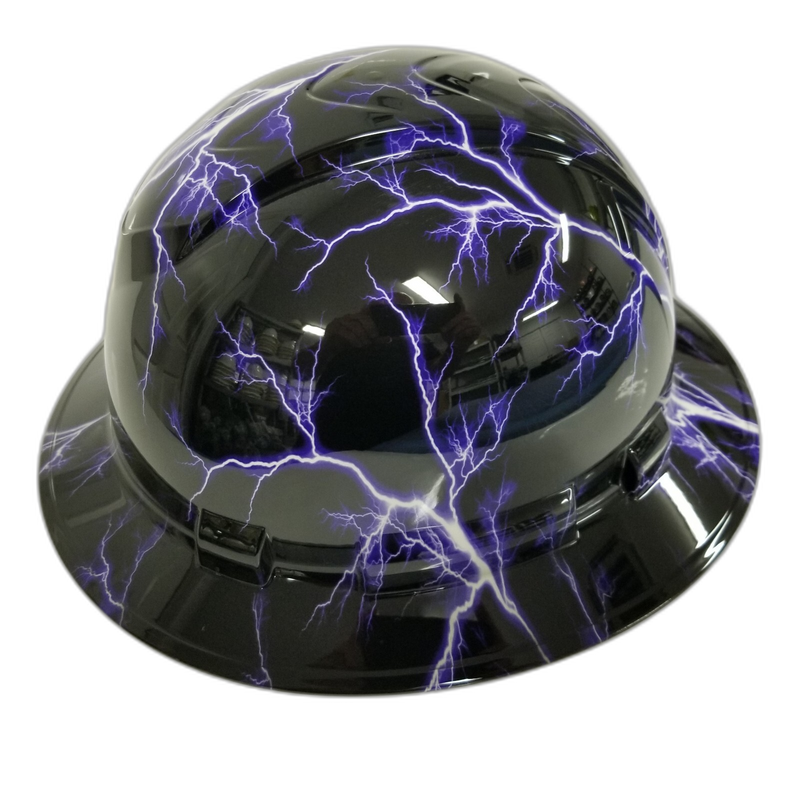 Purple Lightning Storm hard hat right side view