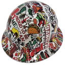 Mexican Sticker Bomb Cinco De Mayo Custom Hydro Dipped Full Brim Hard Hat - Right Side View
