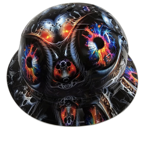 The Eyes Have It Skulls N Eyes Custom Hydro Dipped Full Brim Hard Hat - Right Side View