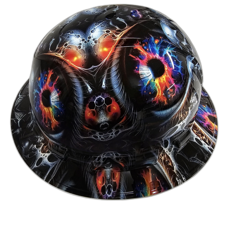 Chrome Skulls Glowing Eyes hard hat right side view