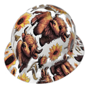 Highland Cows Sunflower Fields Custom Hydro Dipped Full Brim Hard Hat - Right Side View