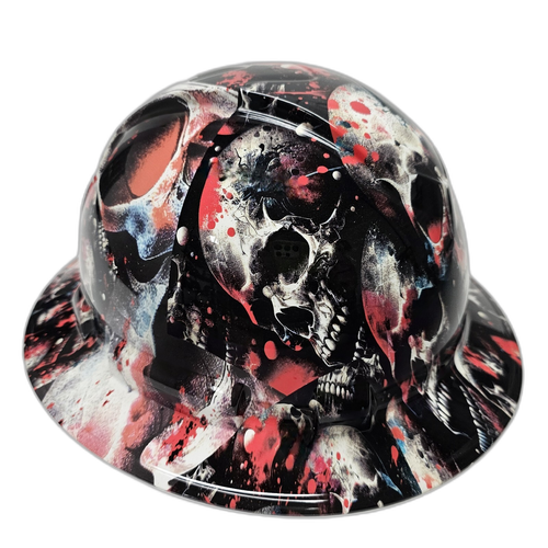 Boody Skull Abstract Skulls Skull Camo Custom Hydro Dipped Full Brim Hard Hat - Right Side View