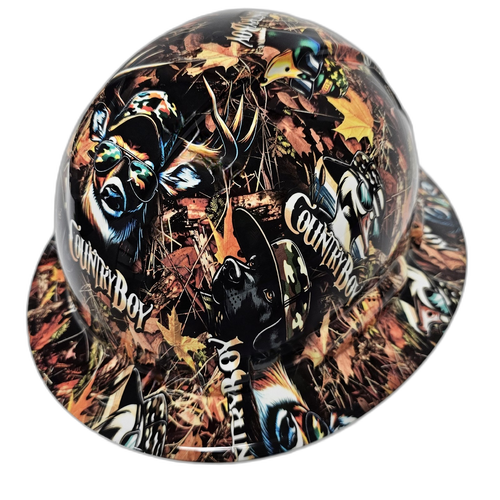 Country Boy Camo Deep Woods Custom Hydro Dipped Full Brim Hard Hat - Right Side View