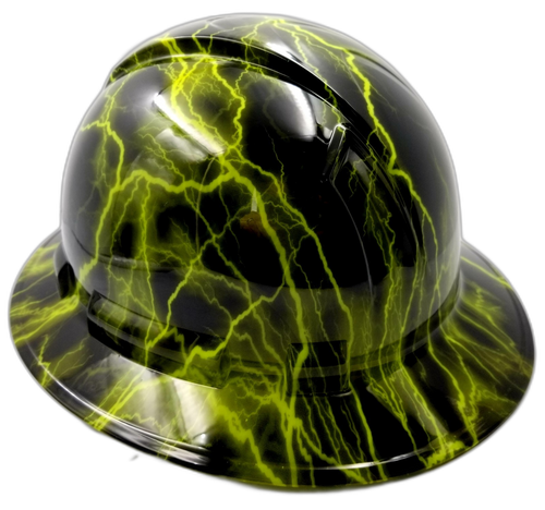 Lime Lightning Custom Hydro Dipped Full Brim Hard Hat - Right Side View
