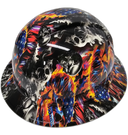 American Flaming Skulls Till Death Custom Hydro Dipped Full Brim Hard Hat - Right Side View