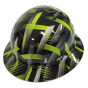 Lime Abstract Urban Camo Custom Hydro Dipped Full Brim Hard Hat - Right Side View