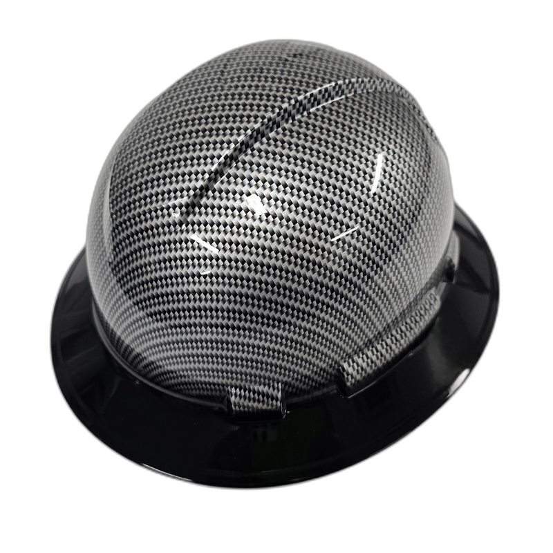 Silver Black Carbon Fiber hard hat right side view