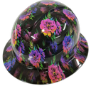 Neon Flowers Great Color Custom Hydro Dipped Full Brim Hard Hat - Left Side View