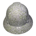 Green Pinstripe Paisleys Custom Hydro Dipped Full Brim Hard Hat - Right Side View