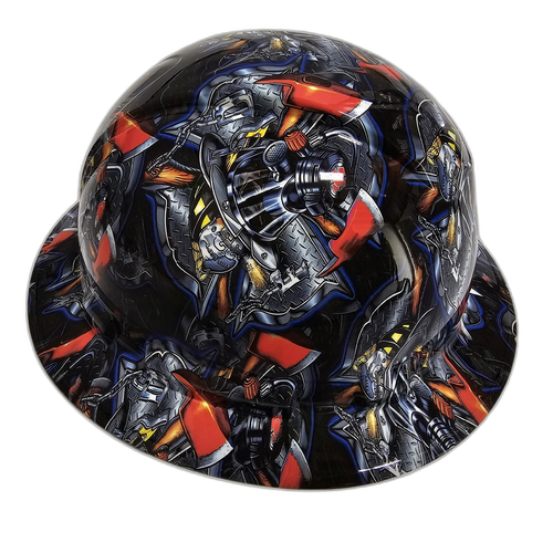 Heavy Duty Fireman F/D Clean Custom Hydro Dipped Full Brim Hard Hat - Right Side View