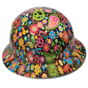Peace And Love Flowers Custom Hydro Dipped Full Brim Hard Hat - Right Side View